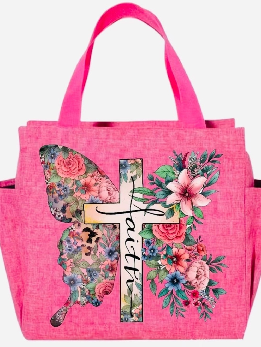 New -Adorable Pink Faith Tote Bag